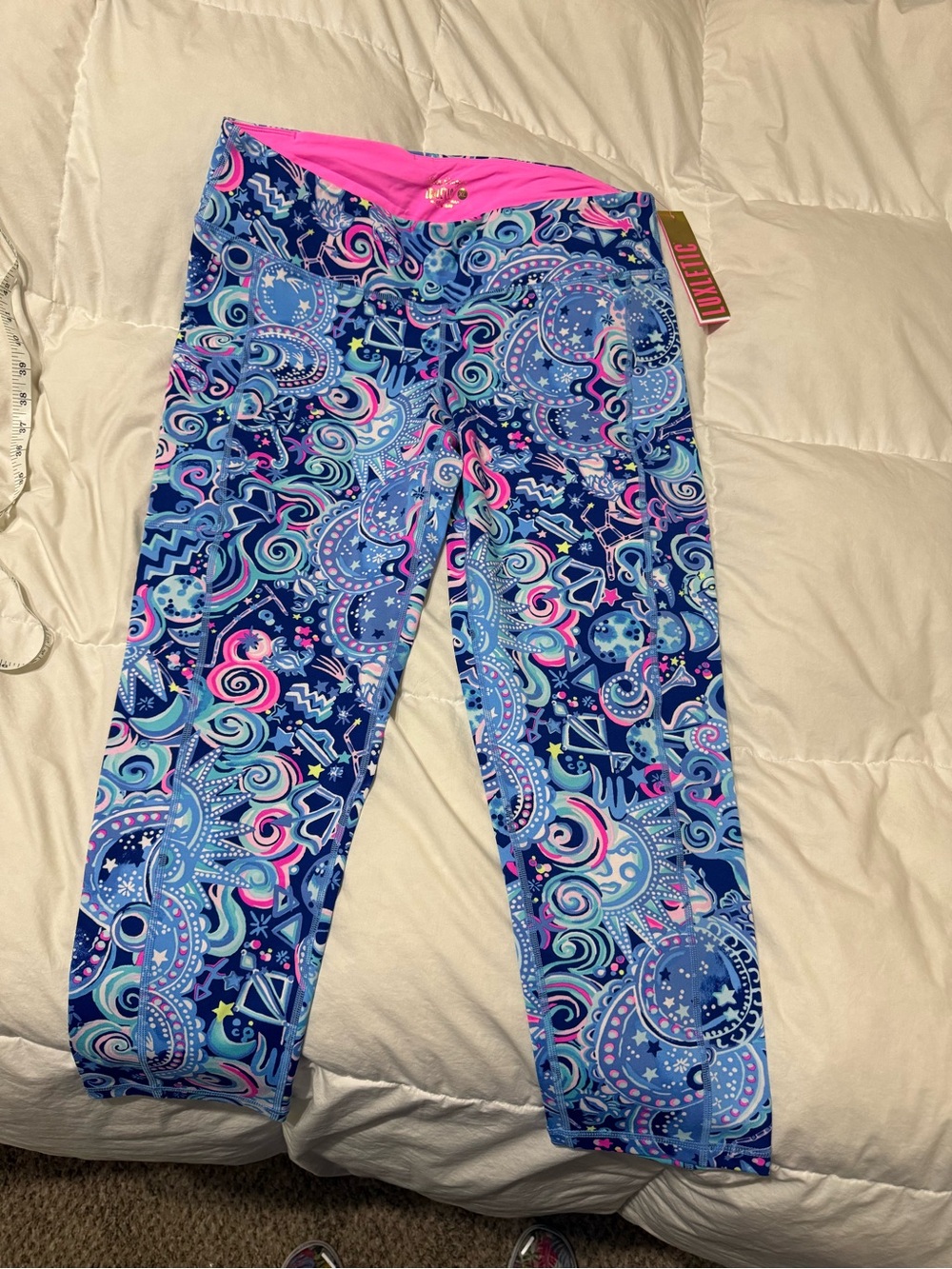 Lilly Pulitzer Blue Multicolor Swirl Leggings luxletic NEW XL